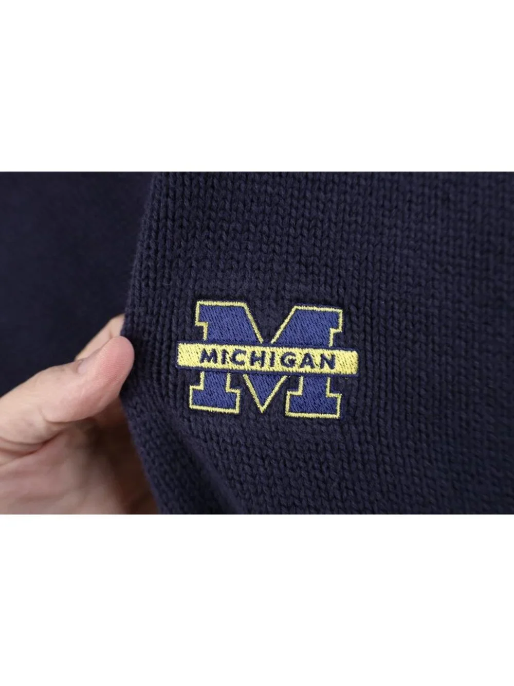 Vtg 90s Lands End Mens 2XL Sun Faded University of Michigan Knit Sweater Japan